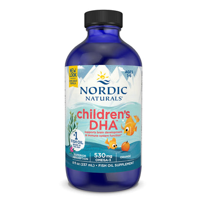 Nordic Naturals Childrens DHA, Orange - 8 oz for Kids - 530 mg Omega-3 with EPA & DHA - Brain Development & Function - Non-GMO - 96 Servings