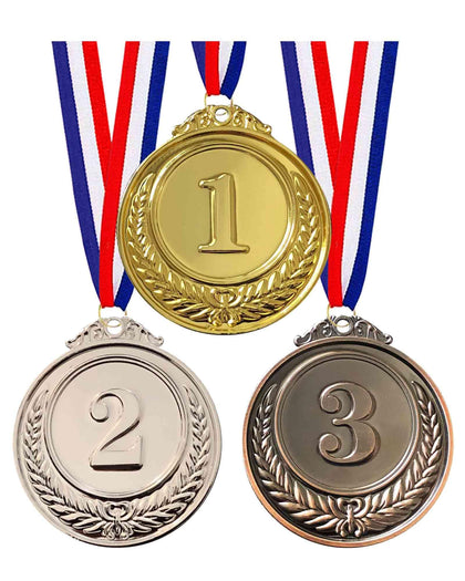 Jauisus 3 Pcs Gold Silver Bronze Medals 1st 2nd 3rd Place Award Medals for Awards for Kids Adults, Olympic Style Winner Awards for Sports, Party, Tournaments, Prizes, Competitions (Metal, 2.55 Inch)