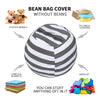 Miaowater 2 PCS Stuffed Animal Storage Bean Bag Chair Cover, Cotton Canvas Beanbag with Zipper for Organizing Kid's and Adults Room Grey 24