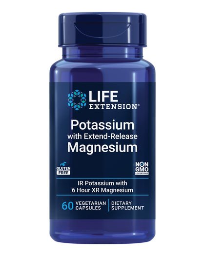 Life Extension Potassium with Extend-Release Magnesium - Heart health supplement for blood pressure support with two essential minerals - Non-GMO, vegetarian, gluten-free - 60 capsules
