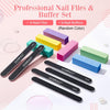 Nail Files and Buffers, AZUREBEAUTY 12Pcs Professional Manicure Tools Kit, 6 Pcs Double Sided 100/180 Grit Nail Files & 6Pcs Rectangular Nail Buffer Block Random Color