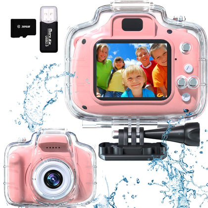 Kids Camera Underwater Waterproof Digital Camera for Kids 2 Inch IPS Screen 1080P HD Kids Video Action Camera for 3 4 5 6 7 8 9 10 Year Old Girls Boys Thanksgiving Christmas Birthday Gift