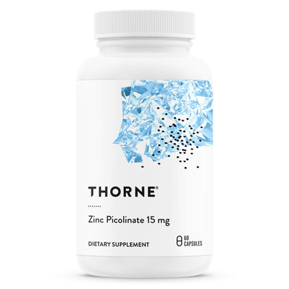 Thorne Zinc Picolinate 15mg - Highly Absorbable Zinc Supplement - Supports Wellness, Immune System, Eye, Skin, and Reproductive Health - Gluten-Free, Soy-Free, Dairy-Free - 60 Capsules
