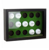 Bivitre Golf Balls Display Case for 15 Balls, Wooden Case with Acrylic Dust UV Cover, Wall Mount and Freestanding Shadow Box for Glofball Collector Green