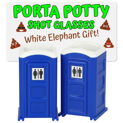 Porta Potty Shot Glasses, Top Choice for Your #2 Humor, Funny Shot Glasses, Gag Gift for Men, White Elephant Gifts, Secret Santa, and Shot Glass Collectors