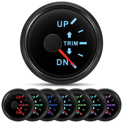 ARTILAURA Trim Gauge Meter 0-190ohms 7 Color UP-DN in Outboard Engine 52mm 2-1/6