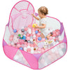 Eocolz Kids Ball Pit Large Pop Up Childrens Ball Pits Tent for Toddlers Playhouse Baby Crawl Playpen with Basketball Hoop and Zipper Storage Bag, 4 Ft/120CM, Balls Not Included (Pink)