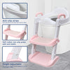 Potty Training Seat with Ladder Foldable Toilet with Splash Guard Non-Slip Potty Chair for Kids Toilet Seat with Step Stools (Pink)