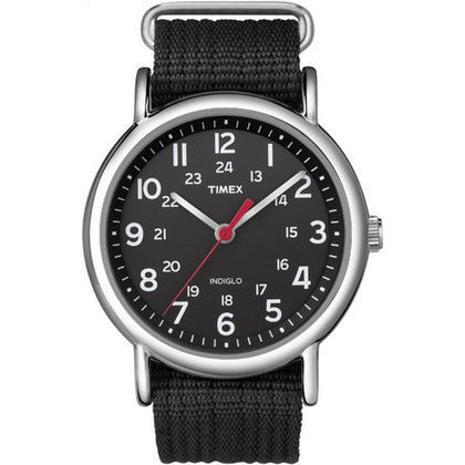 Timex Unisex T2N647 Weekender 38mm Black Nylon Slip-Thru Strap Watch