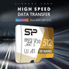 Silicon Power 512GB Micro SD Card U3 SDXC microsdxc High Speed MicroSD Memory Card for Steam Deck, Nintendo-Switch, DJI Pocket 3 and Drone