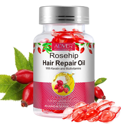 PEDSCBG Rosehip Oil Capsules - Cold Pressed, Rich in Antioxidants and Vitamins E A C B, Repairs and Strengthens Hair, Leaves Hair Hydrated, Smooth, Voluminous and Shiny (Rose Hip)
