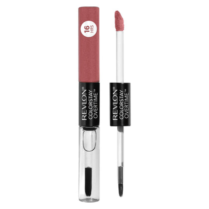 Revlon Liquid Lipstick with Clear Lip Gloss, ColorStay Face Makeup, Overtime Lipcolor, Dual Ended with Vitamin E in Nude, Bare Maximum (350), 0.07 Oz