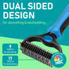 Maxpower Planet Pet Grooming Brush - Double Sided Shedding, Dematting Undercoat Rake for Dogs, Cats - Extra Wide Dog Grooming Brush, Dog Brush for Shedding, Cat Brush, Reduce Shedding by 95%, Blue