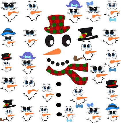 Snowman Face Stickers Snowman Decals Christmas Wall Decals Snowman Faces Decals Refrigerator Wall Stickers Window Cling Decal Lovely Snowman Face Art Wall Decor Christmas Decorations