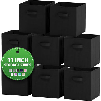 Royexe Cube Storage Baskets for Organizing - 11 Inch - Set of 8 Heavy-Duty Storage Cubes for Storage and Organization, Makes The Perfect Bins for Cubby Storage Boxes Or Cube Storage Organizer (Black)