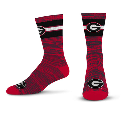 For Bare Feet Men's NCAA Georgia Bulldogs First String Crew Sock Team Color Large