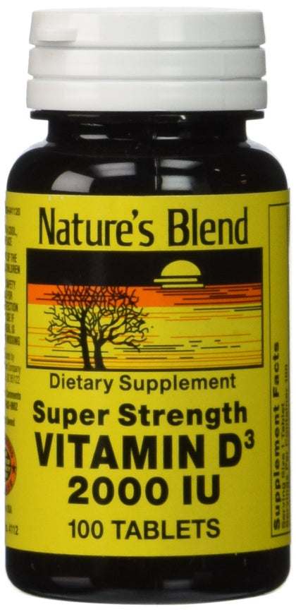Nature's Blend Vitamin D3 2000 IU Tablets, Assorted, 100 Count