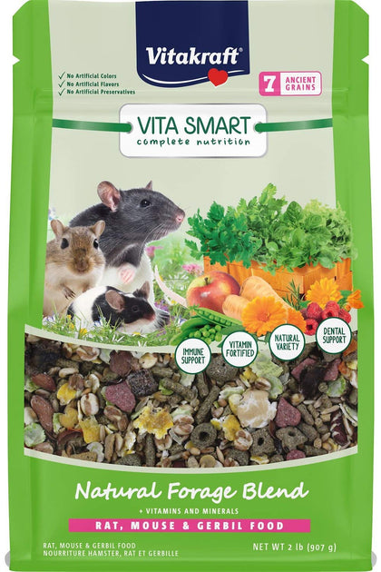Vitakraft Vita Smart Rat and Mouse Food - Complete Nutrition - Premium Fortified Blend with Ancient Grains for Rats, Mice, and Gerbils