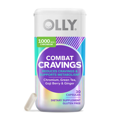 OLLY Combat Cravings, Metabolism & Energy Support Supplement, Chromium, Green Tea, Goji Berry, Ginger, Boost Energy - 30 Count