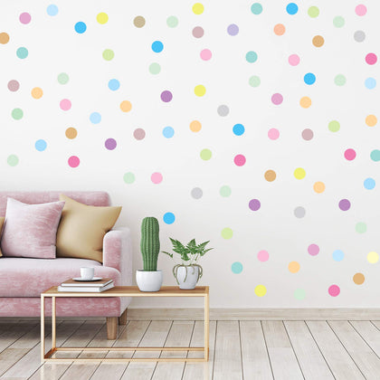 240 Pieces Polka Dots Wall Decals 2 Inch Multi-Color Rainbow Dots Wall Stickers Vinyl Dots Decals Circle Wall Stickers for Kids Boys Girls Bedroom Living Room Wall Decor (20 Pastel Rainbow Colors)
