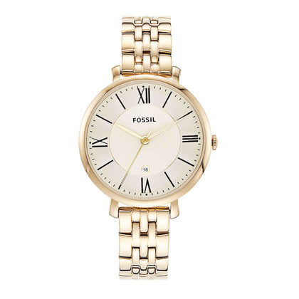 Fossil Women's Jacqueline Quartz Stainless Steel Three-Hand Watch, Color: Gold (Model: ES3434)