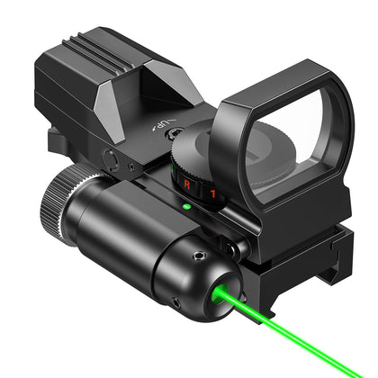 CVLIFE 1X22X33 Reflex Sight Red Dot Sight Red Green 4 Reticle Optics with Green Laser and Pressure Pad Switch for 20mm Rail