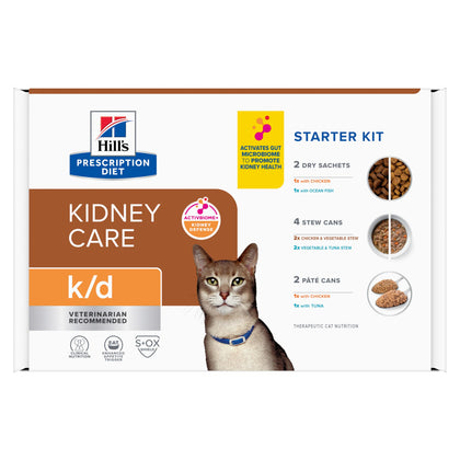 Hill's Prescription Diet k/d Kidney Care Starter Kit Variety Pack Cat Food, 5.25 oz. Dry Food (2), 5.5 oz. Can (2), 2.9 oz. Can (4)
