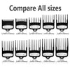 Professional Hair Clipper Guards Guides, Metal Hair Clipper Guards Cutting Guides/Combs fits for All Wahl Clippers(10 PCS - Black)