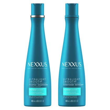 Nexxus Ultralight Smooth Shampoo & Conditioner Weightless Smooth 2 Count for Dry and Frizzy Hair Smooth Hair Treatment to Block Out Frizz 13.5 oz