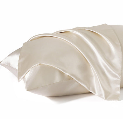 Bedsure Satin Pillowcase for Hair - Beige Satin Pillow Cases Standard Size with Zipper 2 Pack, Similar to Silk Pillow Cases for Skin, Silky & Soft Pillow Covers, Gifts for Her or Him, 20x26 Inches