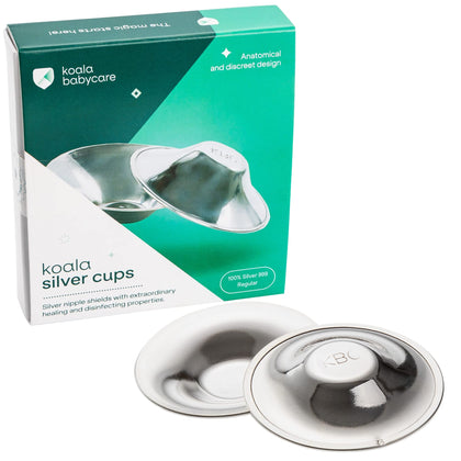 Koala Babycare The Original Nursing Cups 999 Silver - Nipple Shields for Nursing Newborn - Breastfeeding Essentials Protect and Soothe Cracked Nipples - Standard Size