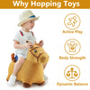 iPlay, iLearn Bouncy Pals Yellow Hopping Horse, Outdoor Ride on Bouncy Animal Play Toys, Inflatable Hopper Plush Covered W/Pump, Birthday Gift for 18 Months 2 3 4 5 Year Old Kids Toddlers Boys Girls