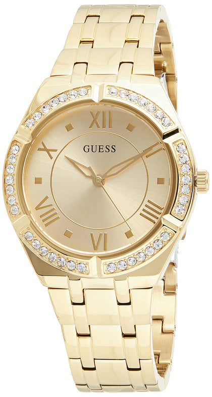 GUESS Black + Gold-Tone Crystal Silicone Watch