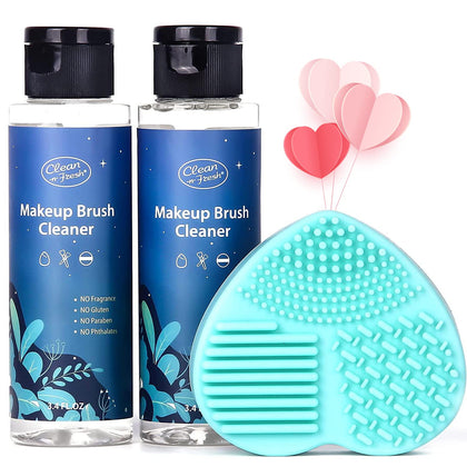 Clean-n-Fresh Makeup Brush Cleaner Set For Brushes, Sponge and Puff 6.8 Fl Oz,Deep Cleaning Washing Cleanser Shampoo With a Cleaning Mat