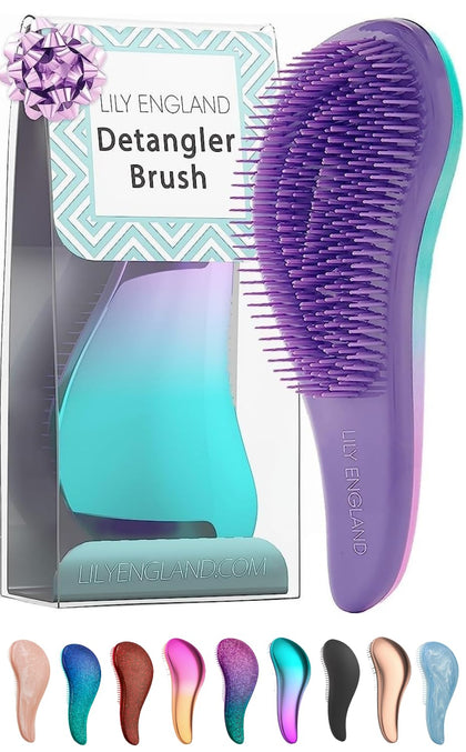 Detangler Brush for Thick Hair, Curly, Straight & Natural Hair - Gentle Detangling Hair Brush for Women, Kids & Toddlers with Flexible Bristles - Lily England Hairbrush for Wet & Dry Hair, Ombre