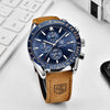 BENYAR Mens Watches Quartz Chronograph Business Luxury Brand Waterproof Wristwatches Fashion Brown Leather Watches for Men (Silver Blue)