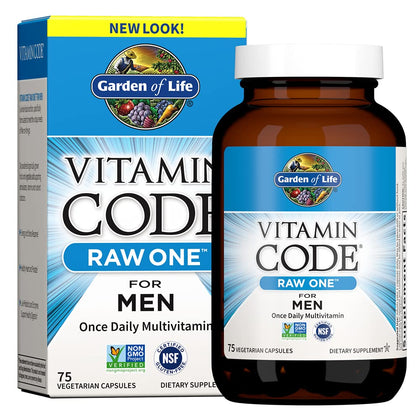 Garden of Life Multivitamin for Men, Vitamin Code Raw One - Once Daily, Vitamins Plus Fruit, Veggies & Probiotics, 75 Count