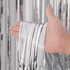 Voircoloria 2 Pack Silver Foil Fringe Backdrop Curtains, Tinsel Streamers Birthday Party Decorations, Fringe Backdrop for Graduation, Baby Shower, Gender Reveal, Disco Party