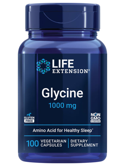 Life Extension Glycine 1000 mg, Promotes Relaxation, Healthy Sleep, Amino Acid, Gluten-free, Non-GMO, Vegetarian, 100 capsules