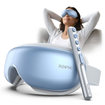 RENPHO Eyeris1 Eye Massager for Migraine, Eye Temple Massager with Heat & Remote Wand, Compression, Silent Mode, Bluetooth, Birthday Christmas Gifts, Heated Eye Mask for Eye Relax, Relief Eye Strain