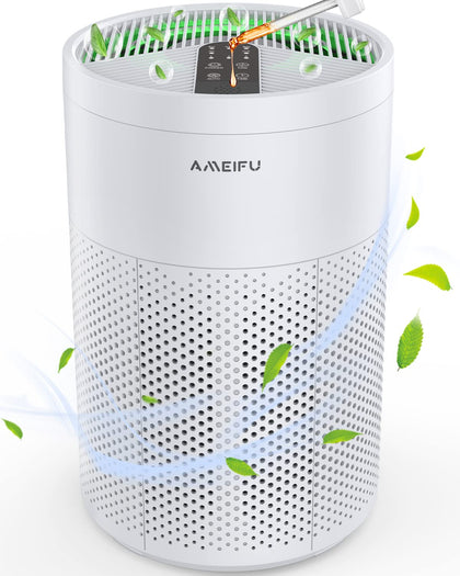 Air Purifiers for Home Large Room up to 1620ft², AMEIFU Upgrade Large Size H13 Hepa Bedroom Air Purifier for Wildfire,Pets Dander with 3 Fan Speeds, Filter Replacement Reminder, Aromatherapy Function