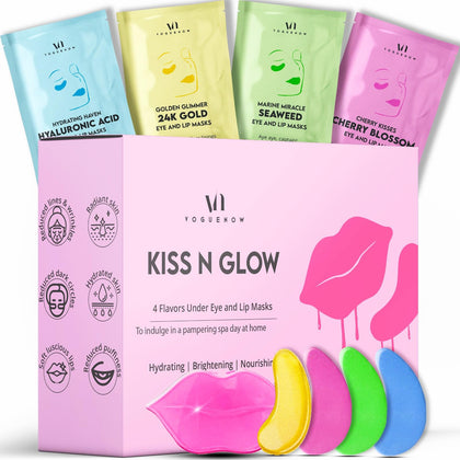 Under Eye Patches & Lip Patches Gift Set of 28 - Under Eye Patches for Dark Circles and Puffiness - Lip Mask for Dry Lips - Hydrating 4 Flavors Eye Masks & Lip Masks - Christmas Gift Sets 2023