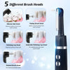 Barlisam Tooth Polisher, Rechargeable Tooth Whitening Kit for Teeth Cleaning and Whitening, Dental Polisher with 5 Speed Modes, 5 Brush Heads, LED Light, Multifunctional Couple's Dental Care Kit