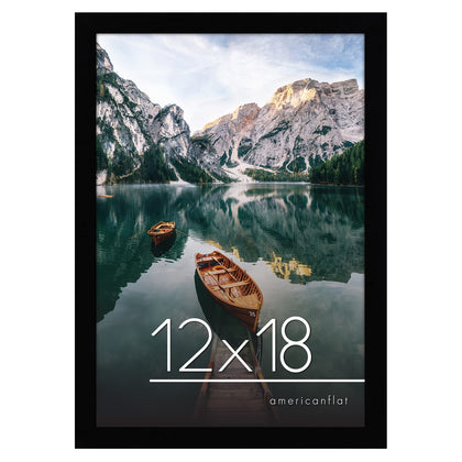 Americanflat 12x18 Black Picture Frame - Engineered Wood with Shatter Resistant Glass - Horizontal and Vertical Formats for Wall