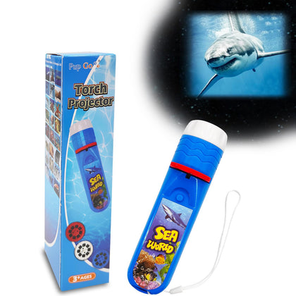 Pup Go Sea Life Animals Torch Projector with 3 Discs 24 Images, Shark Toy for Boys, Sea Creatures Toys for Children Age 3 4 5 6 7 Year Old, Shark Gifts Games for Kids(Seaworld)