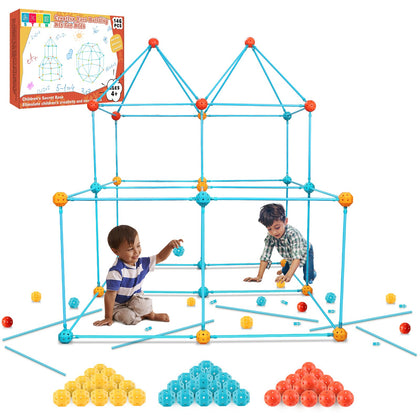 Kids Fort Building Kit 146 Pcs-Creative Play Tent for 4,5,6,7,8,9,10,11,12 Years Old Boy & Girls STEM Building Toys DIY Castles Tunnels Cave Rocket Tower Indoor & Outdoor