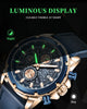 BENYAR Mens Watch Analog Quartz Movement Chronograph Leather Strap Waterproof Luminous Date Wristwatch Stylish Casual Business Wrist Watches Elegant Gift for Men