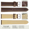 WOCCI 22mm Vintage Leather Watch Band for Men and Women, Silver Buckle (Dark Brown/Beige Seam)