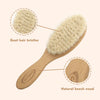 Baby Hair Brush & Comb Set, Organic Wooden Hairbrush Natural Goat Bristles 3-Piece for Newborns & Toddlers, Ideal for Cradle Cap & Itching, Perfect Shower and Registry Gift for Infant, Toddler, Kids