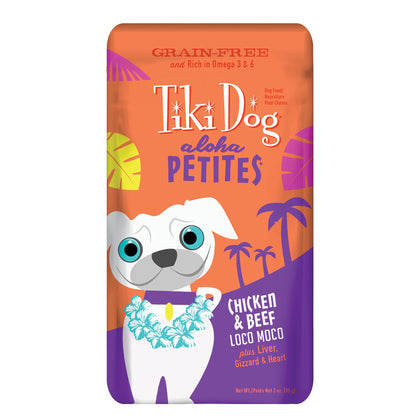 Tiki Pets Tiki Dog Aloha Petites Gluten & Grain Free Wet Food in a Pouch for Adult Dogs with Shredded Meat & Superfoods, 3.5oz 12pk, Chicken & Beef Lomi Lomi, 3.5oz (12 Pack)